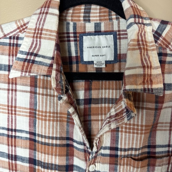 American Eagle Outfitters Brown and White Plaid Shirt - Picture 2 of 5